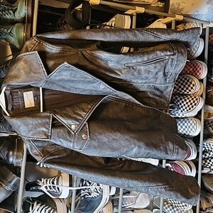 Faux leather moto jacket